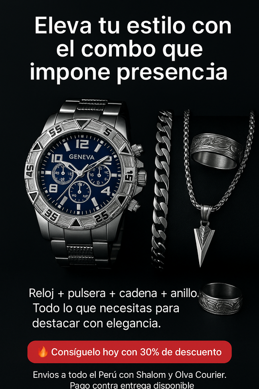 Gran combo de reloj + cadena + anillo