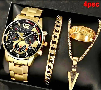 Gran combo de reloj + cadena + anillo